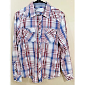 Buckle BKE Button Up Shirt Mens Small Plaid Athletic Fit Casual Western Long Slv